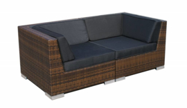 2-delige wicker Loungebank 'Pamplona' bruin - plat vlechtwerk