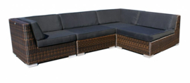 4-delige wicker loungeset 'Pamplona' bruin - rond vlechtwerk