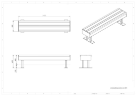 Cortenstaal zitbank 'Zita' 2300x560x600 mm