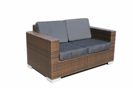 2 persoons wicker Loungebank 'Salamanca' bruin - plat vlechtwerk