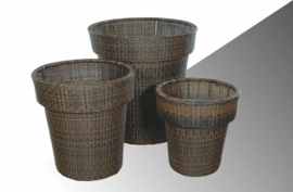 wicker plantenbak 'Zafra' bruin  - rond vlechtwerk