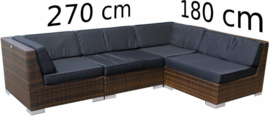 4-delige wicker Loungeset 'Pamplona' bruin - plat vlechtwerk