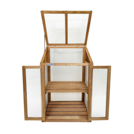 Houten kweekkasje (tuinbroeikas) 'Garden Loft' bruin met 2 etages - 97,5x49x60 cm (HxBxL)
