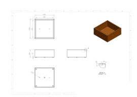 CorTenstaal plantenbak `Robuste` 1000x1000x400mm