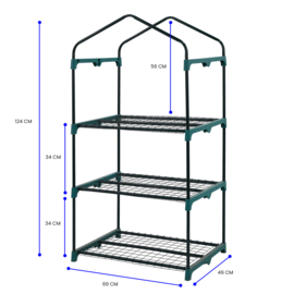 Tuinkas folie (kweekkas) 'BloomBox' met 3 etages en wielen - 130x69x49 cm (HxBxL)