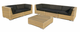 6-delige wicker Loungeset 'Pamplona'  cappuccino  - rond vlechtwerk