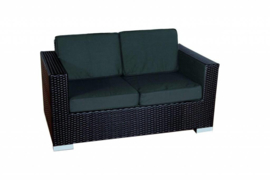 2 persoons wicker Loungebank 'Salamanca' zwart - plat vlechtwerk