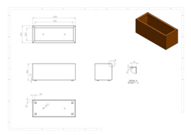 CorTenstaal plantenbak `Robuste` 1000x400x400mm