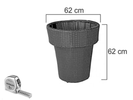 wicker plantenbak 'Zafra' bruin  - rond vlechtwerk