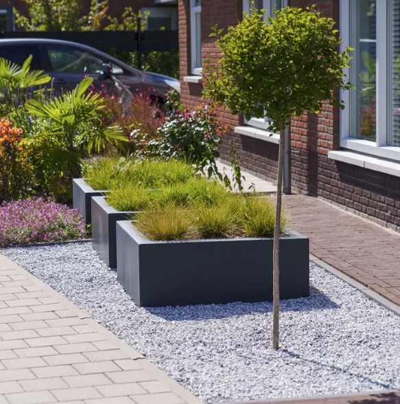 Luxe polyester plantenbak `Piazza` 800x800x600mm