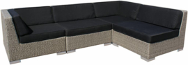 4-delige wicker Loungeset 'Pamplona' grijs geborsteld - plat vlechtwerk