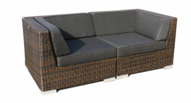 2-delige wicker Loungebank 'Pamplona' bruin - rond vlechtwerk