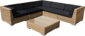 6-delige wicker Loungeset 'Pamplona' cappuccino  - rond vlechtwerk