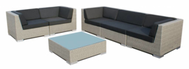 6-delige wicker Loungeset 'Pamplona'  grijs geborsteld  - plat vlechtwerk