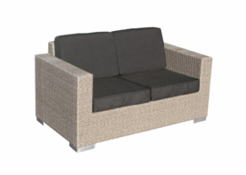 2 persoons wicker Loungebank 'Salamanca' grijs geborsteld - plat vlechtwerk