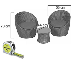 wicker compacte tuinset 'Murcia' grijs geborsteld - plat vlechtwerk