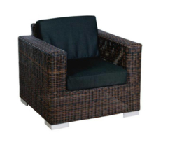 1 persoons wicker Loungestoel 'Salamanca' bruin - rond vlechtwerk