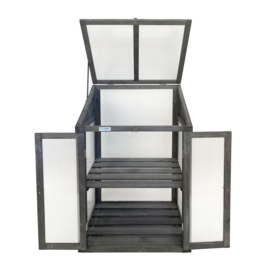 Houten kweekkasje (tuinbroeikas) 'Garden Loft' grijs met 2 etages - 97,5x49x60 cm (HxBxL)