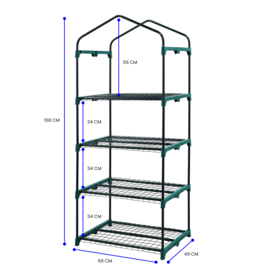 Tuinkas folie (kweekkas) 'Pavilion' met 4 etages en wielen - 165x69x49 cm (HxBxL)