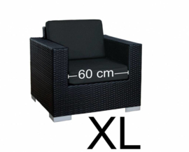 1 persoons wicker Loungestoel 'Salamanca XL' zwart - plat vlechtwerk