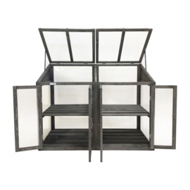 Houten kweekkasje (tuinbroeikas) 'Garden Loft XL' grijs met 2 etages - 97,5x49x120 cm (HxBxL)