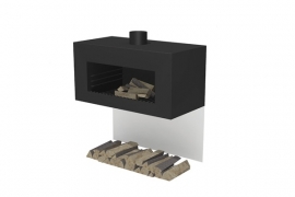 Tuinkachel/BBQ Onek matzwart Wandmodel L100xD50xH50 cm