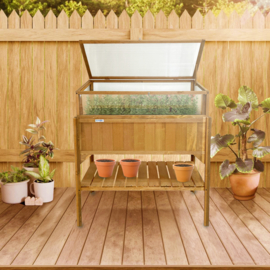 Houten plantenbak met kweekbak (tuinbroeikas) 'Little Eden' bruin met 2 etages - 97,5x49x120 cm (HxBxL)