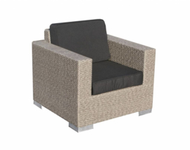 1 persoons wicker Loungestoel 'Salamanca' grijs geborsteld - plat vlechtwerk