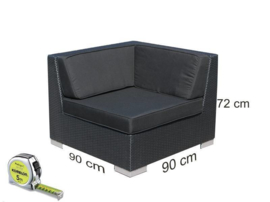 8-delige wicker Loungeset 'Pamplona'  zwart  - plat vlechtwerk