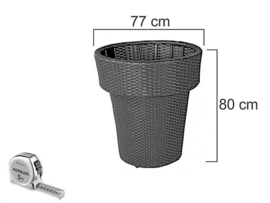 wicker plantenbak 'Zafra' cappuccino  - plat vlechtwerk