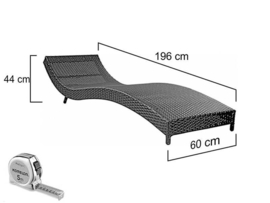 wicker ligbed 'Elda' bruin  - rond vlechtwerk