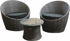 wicker compacte tuinset 'Murcia' grijs - plat vlechtwerk