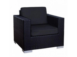 1 persoons wicker Loungestoel 'Salamanca XL' zwart - plat vlechtwerk