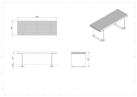 Cortenstaal zitbank 'Guilia'  2400x890x900 mm