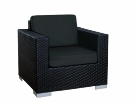 1 persoons wicker Loungestoel 'Salamanca' zwart - plat vlechtwerk