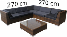 6-delige wicker Loungeset 'Pamplona' bruin  - plat vlechtwerk