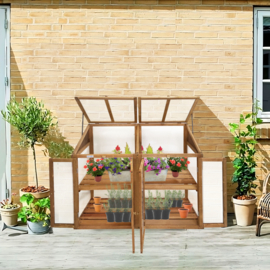 Houten kweekkasje (tuinbroeikas) 'Garden Loft XL' bruin met 2 etages - 97,5x49x120 cm (HxBxL)