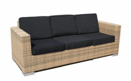 3 persoons wicker Loungebank 'Salamanca' cappuccino - plat vlechtwerk