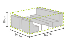 Tuinmeubel beschermhoes `Luxe` voor loungeset, afmetingen L240xB180xH75 cm.