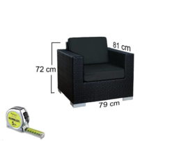 7-delige wicker Loungeset 'Pamplona' cappucino  - plat vlechtwerk