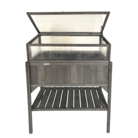 Houten plantenbak met kweekbak (tuinbroeikas) 'Little Eden' grijs met 2 etages - 97,5x49x120 cm (HxBxL)