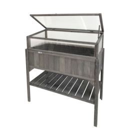 Houten plantenbak met kweekbak (tuinbroeikas) 'Little Eden' grijs met 2 etages - 97,5x49x120 cm (HxBxL)