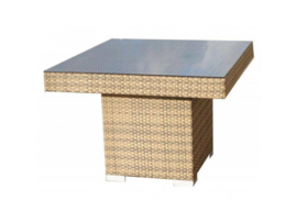 Wicker tuintafel 'Lugo' cappuccino - plat vlechtwerk