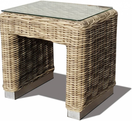 wicker bijzettafel 'Cadiz' naturel  - rond vlechtwerk