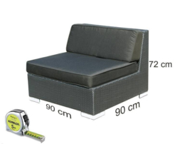 5-delige wicker Loungeset 'Pamplona' grijs geborsteld - plat vlechtwerk