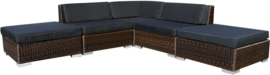 5-delige wicker Loungeset 'Pamplona'  bruin  - rond vlechtwerk