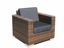 1 persoons wicker Loungestoel 'Salamanca' bruin - plat vlechtwerk