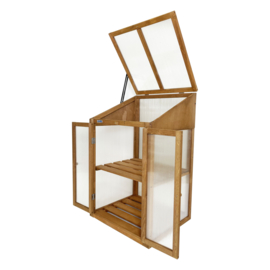 Houten kweekkasje (tuinbroeikas) 'Garden Loft' bruin met 2 etages - 97,5x49x60 cm (HxBxL)