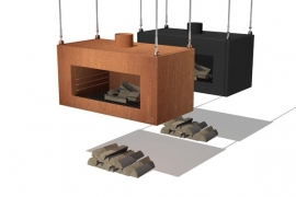 Tuinkachel/BBQ Onek matzwart Hangend Model L100xD50xH50 cm