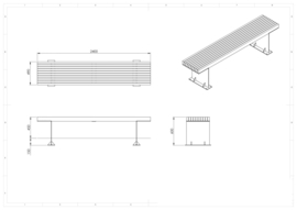 Cortenstaal zitbank 'Guilia'  2300x490x600 mm